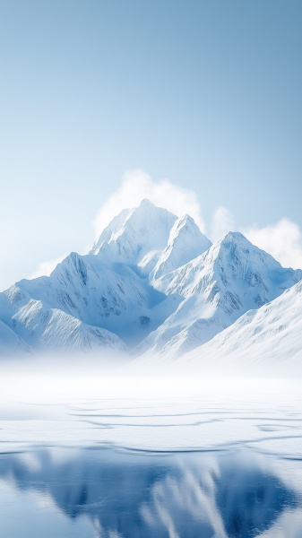 气象系列写实冰山雪地竖版
