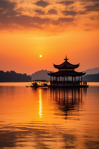 杭州西湖美景旅游景点风景摄影图