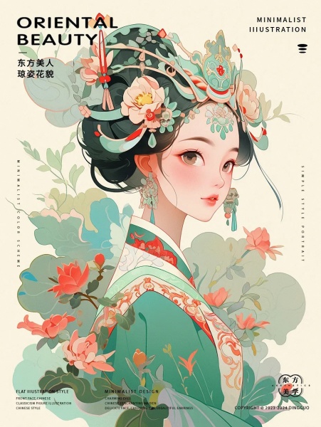 她清风徐来，美美哒！扁平古风人物IP插画设计
