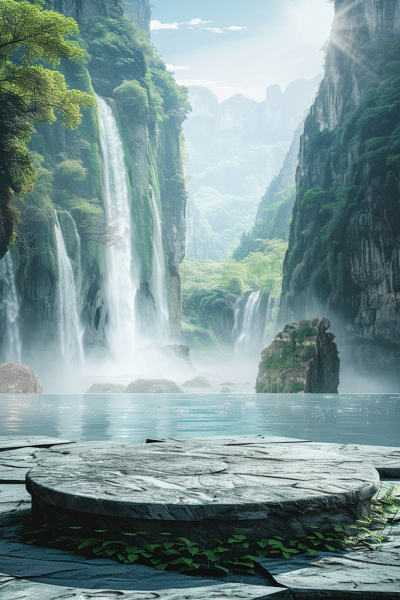 仙境非常的国风山水电商产品展台