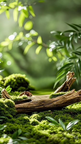 绿色背景电商植物产品展示