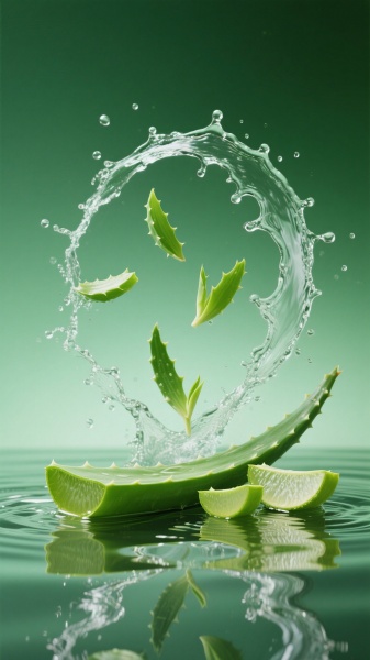 绿色风格豆包生成水背景素材