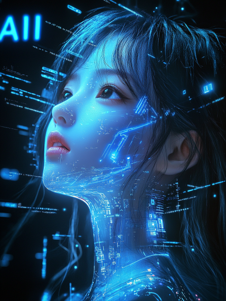 用DEEPSEEK提示词即梦生成AI科技感人物