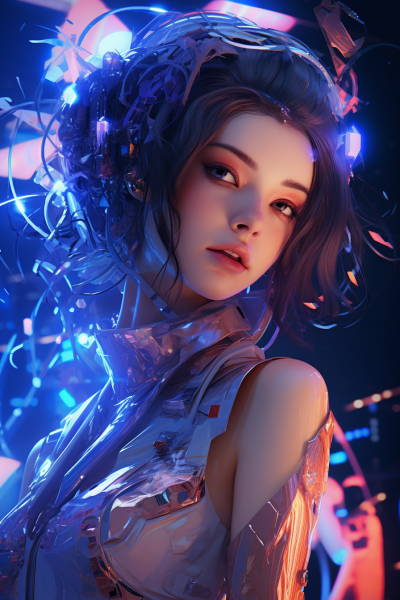 豆包AI生成的卡通长发俊秀人物