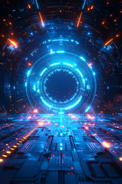 AI数字艺术飞碟圆盘科技感背景图