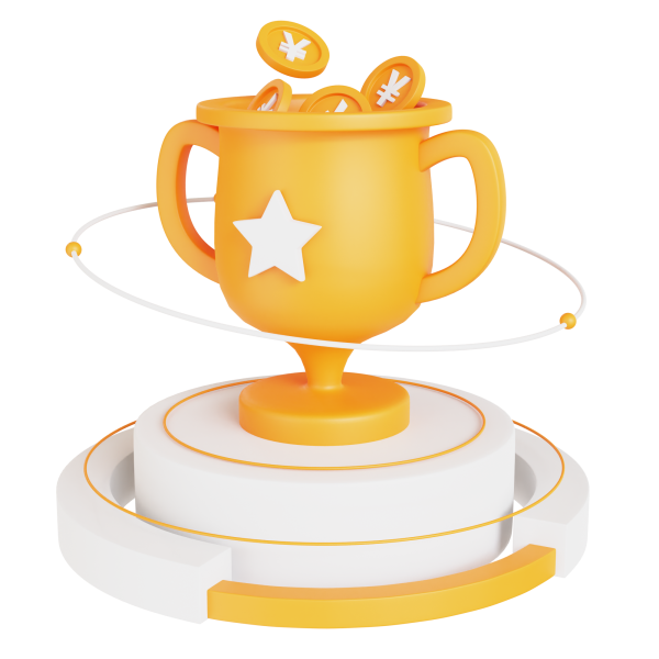 3D金融奖杯图标黄白立体C4D商务办公金融理财投资保险图标