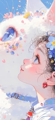 女孩和猫咪高清手机壁纸