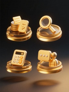 金属金黄色UI立体图标